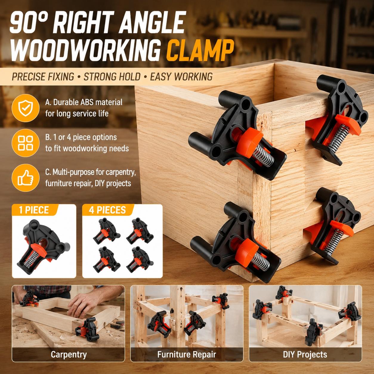 Woodworking Right Angle Clamp - Kit di Morsetti Angolari a 90